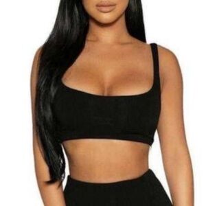 Naked Wardrobe Far from Bae-sic Crop Top in Black